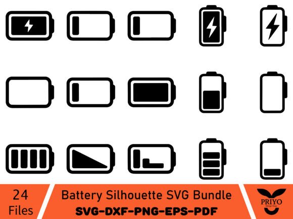 Battery Silhouette SVG Bundle