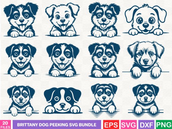 Brittany Dog Peeking SVG Bundle