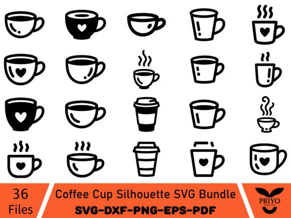 Coffee Cup Silhouette SVG Bundle