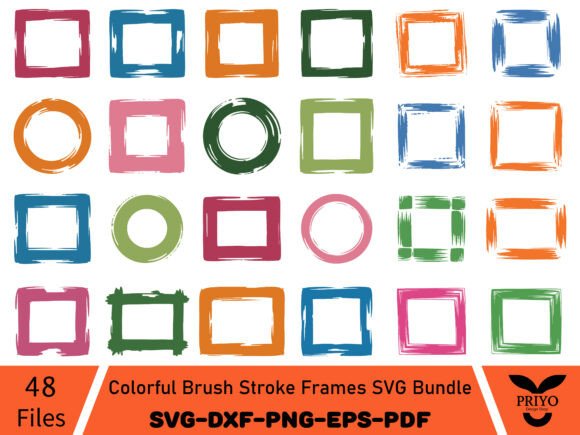 Colorful Brush Stroke Frames SVG Bundle