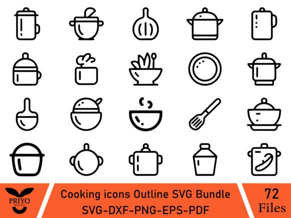 Cooking Icons Outline SVG Bundle