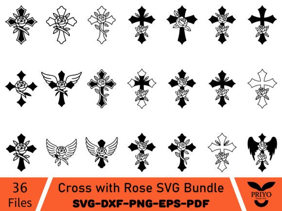 Cross with Rose SVG Bundle