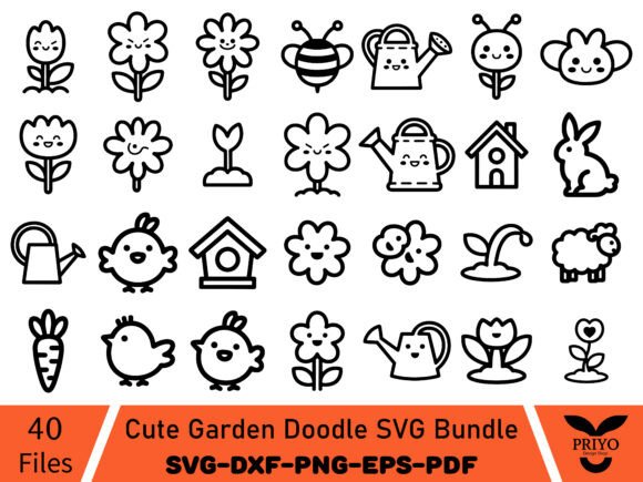 Cute Garden Doodle SVG Bundle