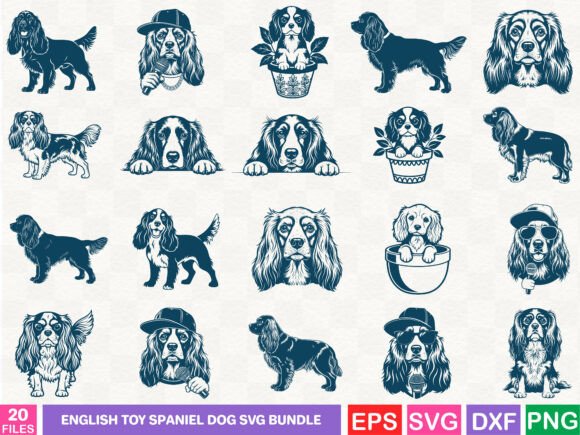 English Toy Spaniel Dog SVG Bundle