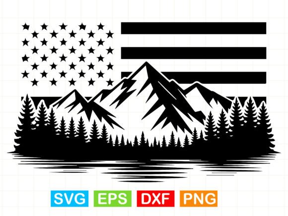 Mountain American Flag SVG