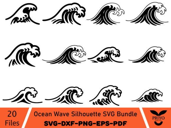 Ocean Wave Silhouette SVG Bundle