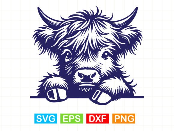 Peeking Highland Cow Head SVG