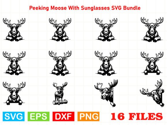 Peeking Moose with Sunglasses SVG Bundle