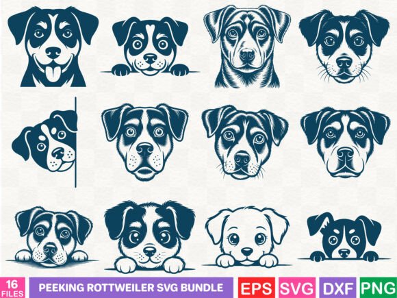 Peeking Rottweiler SVG Bundle