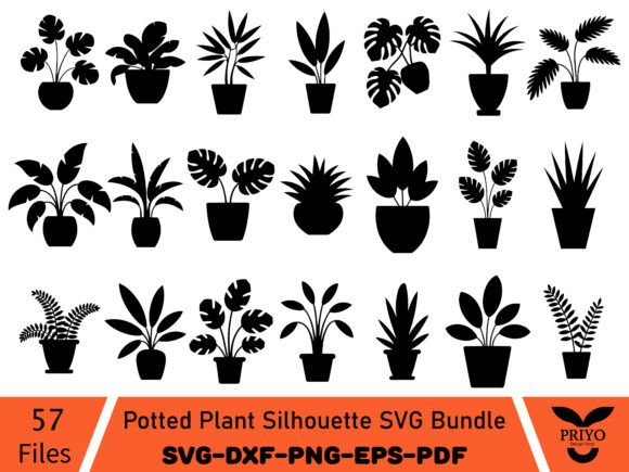 Potted Plant Silhouette SVG Bundle