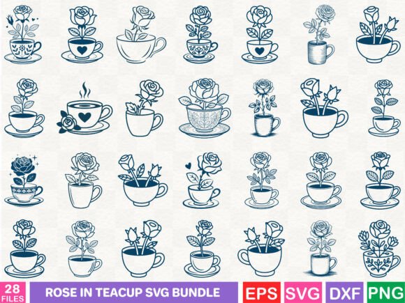 Rose in Teacup SVG Bundle