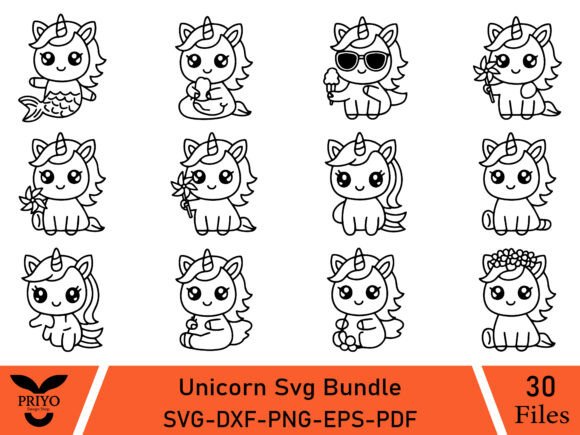 Unicorn SVG Bundle: Cute Baby Unicorn