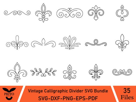 Vintage Calligraphic Divider SVG Bundle