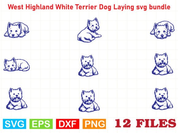 West Highland Terrier Dog Laying SVG