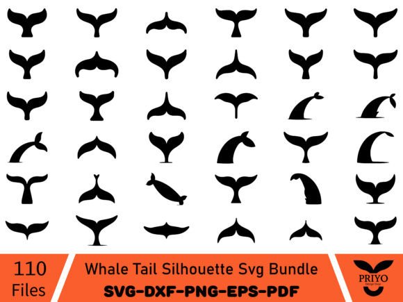 Whale Tail Silhouette SVG Bundle